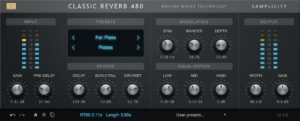 Classic Reverb 480 plug-in screen capture