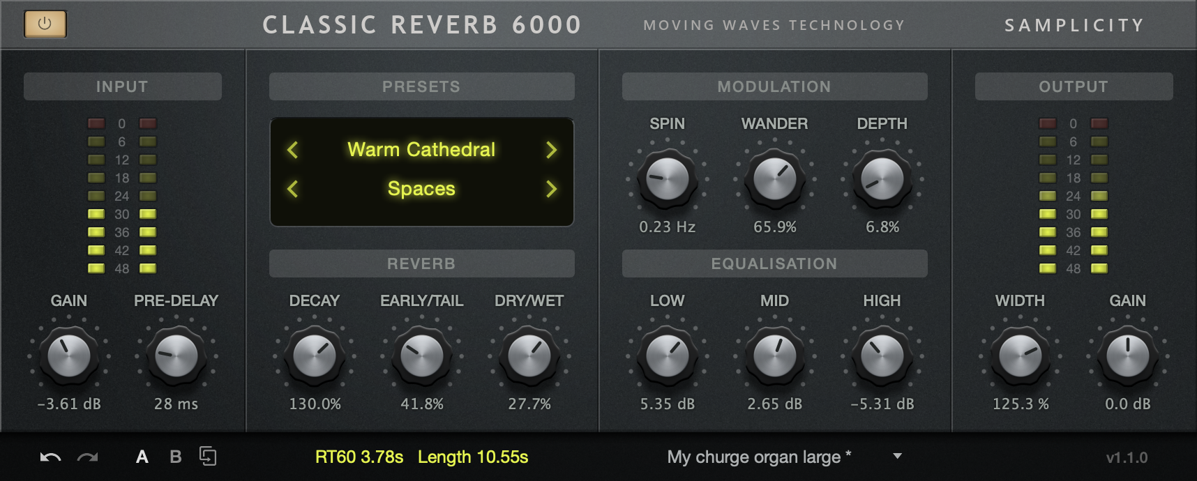 Classic Reverb 6000 plug-in screen capture